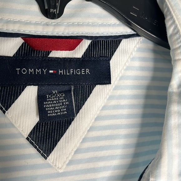 TOMMY HILFIGER Men's Light Blue Striped Shirt XL - Picture 2 of 9